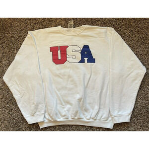 VTG Fruit of the Loom Cotton USA Crewneck Sweatshirt White Mens XL